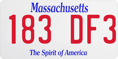 MA license plate 183DF3