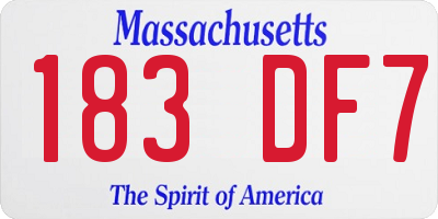 MA license plate 183DF7