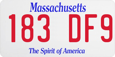 MA license plate 183DF9