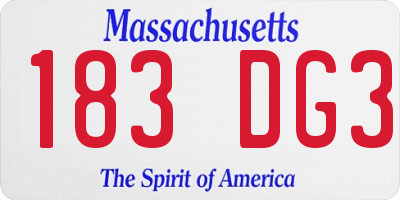MA license plate 183DG3