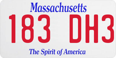 MA license plate 183DH3