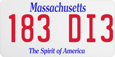 MA license plate 183DI3