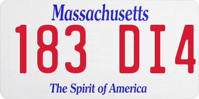 MA license plate 183DI4