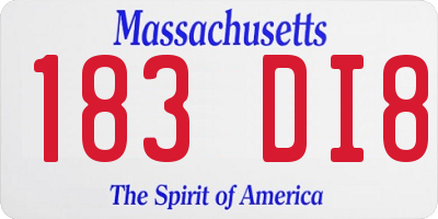 MA license plate 183DI8