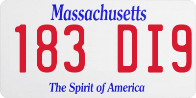 MA license plate 183DI9