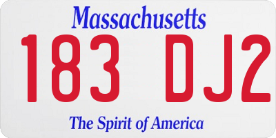 MA license plate 183DJ2