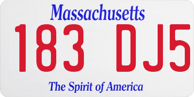 MA license plate 183DJ5