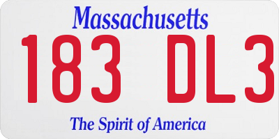 MA license plate 183DL3