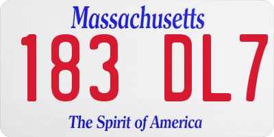 MA license plate 183DL7