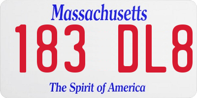 MA license plate 183DL8