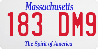MA license plate 183DM9