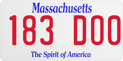 MA license plate 183DO0