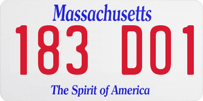 MA license plate 183DO1