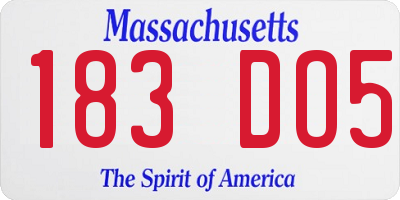 MA license plate 183DO5