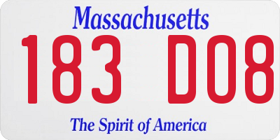 MA license plate 183DO8