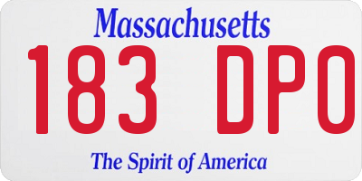 MA license plate 183DP0