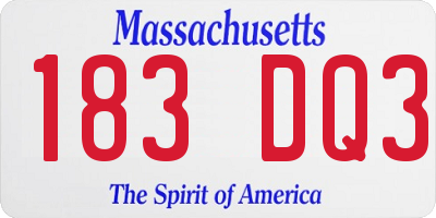MA license plate 183DQ3
