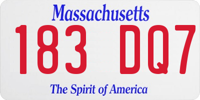 MA license plate 183DQ7