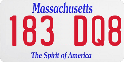 MA license plate 183DQ8