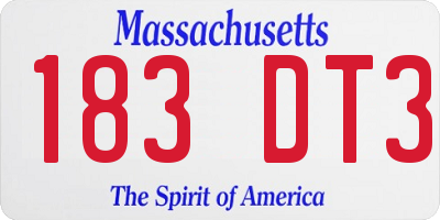 MA license plate 183DT3