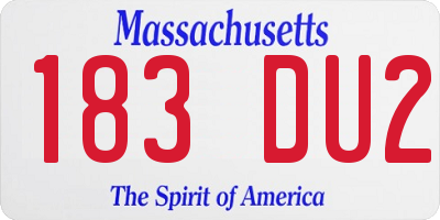 MA license plate 183DU2
