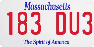 MA license plate 183DU3