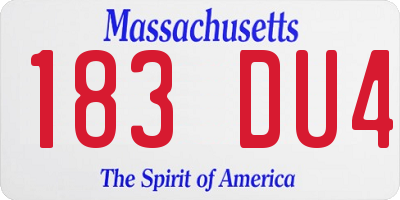 MA license plate 183DU4