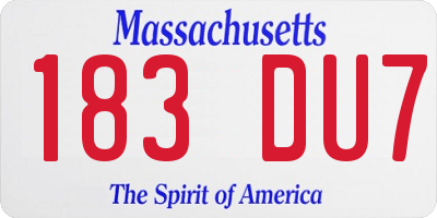 MA license plate 183DU7