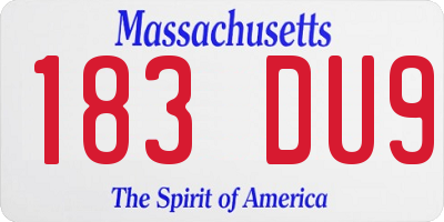 MA license plate 183DU9