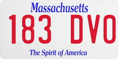 MA license plate 183DV0