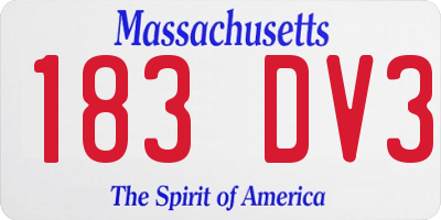MA license plate 183DV3