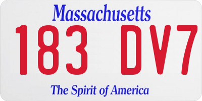 MA license plate 183DV7