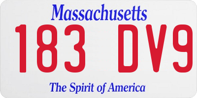 MA license plate 183DV9
