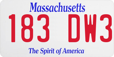 MA license plate 183DW3