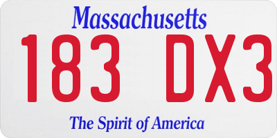 MA license plate 183DX3