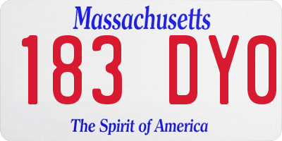 MA license plate 183DY0