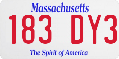 MA license plate 183DY3