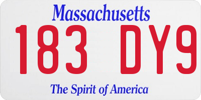 MA license plate 183DY9