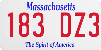 MA license plate 183DZ3