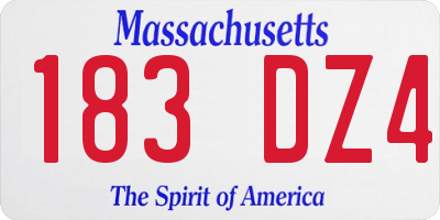 MA license plate 183DZ4