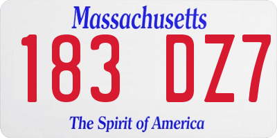 MA license plate 183DZ7