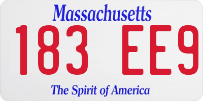 MA license plate 183EE9