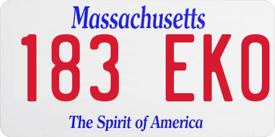 MA license plate 183EK0