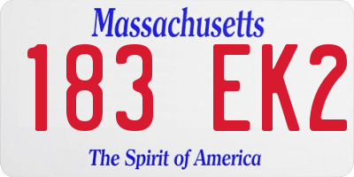 MA license plate 183EK2