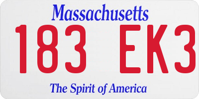MA license plate 183EK3