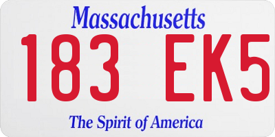 MA license plate 183EK5