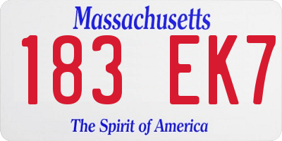 MA license plate 183EK7