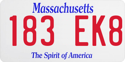 MA license plate 183EK8