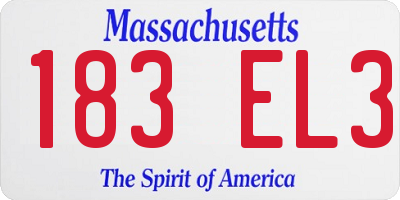 MA license plate 183EL3