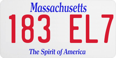 MA license plate 183EL7